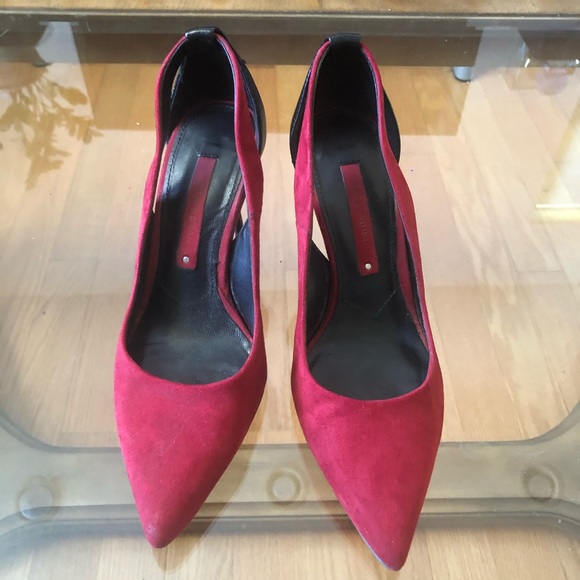 Zara Women Stilettos in Red Suede Size 6.5 - Picture 2 of 7
